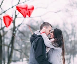 couple with balloons