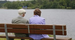 elderly couple in the bench