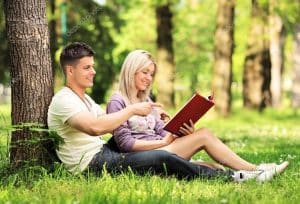 Couple reading novel