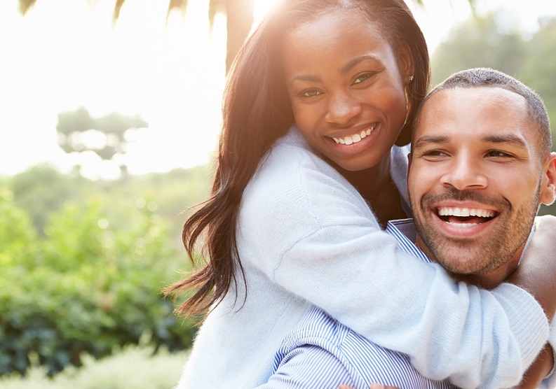 couple smiling happily