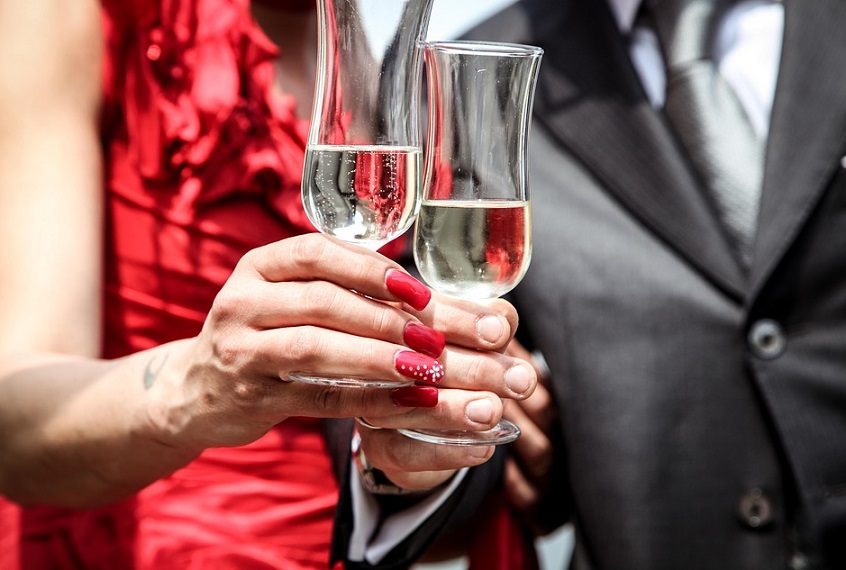 couple with party glasses