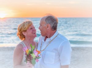 elderly couple beach wedding