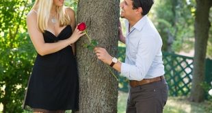 happy couple with rose