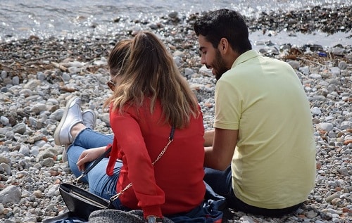 lovers at the sea shore