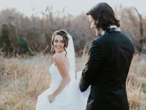 wedded couple enjoying nature