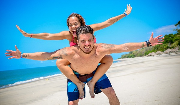 having fun together at the beach